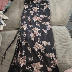 Floral Black and Pink Women's Dress